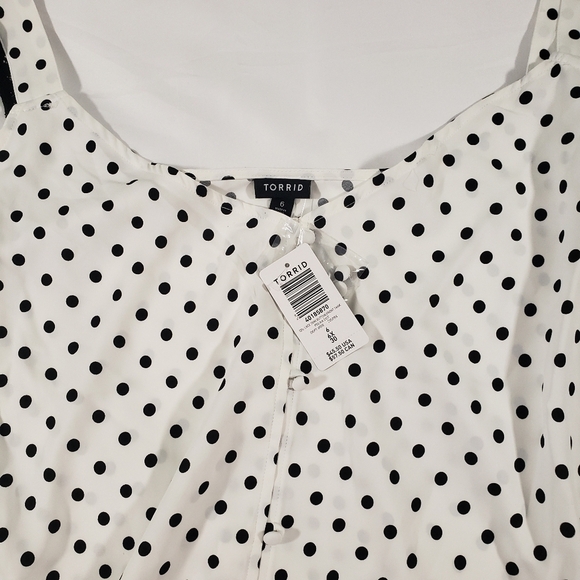 Torrid Black White Polka Dot Lace Trim Tank Size 6 - Picture 3 of 7